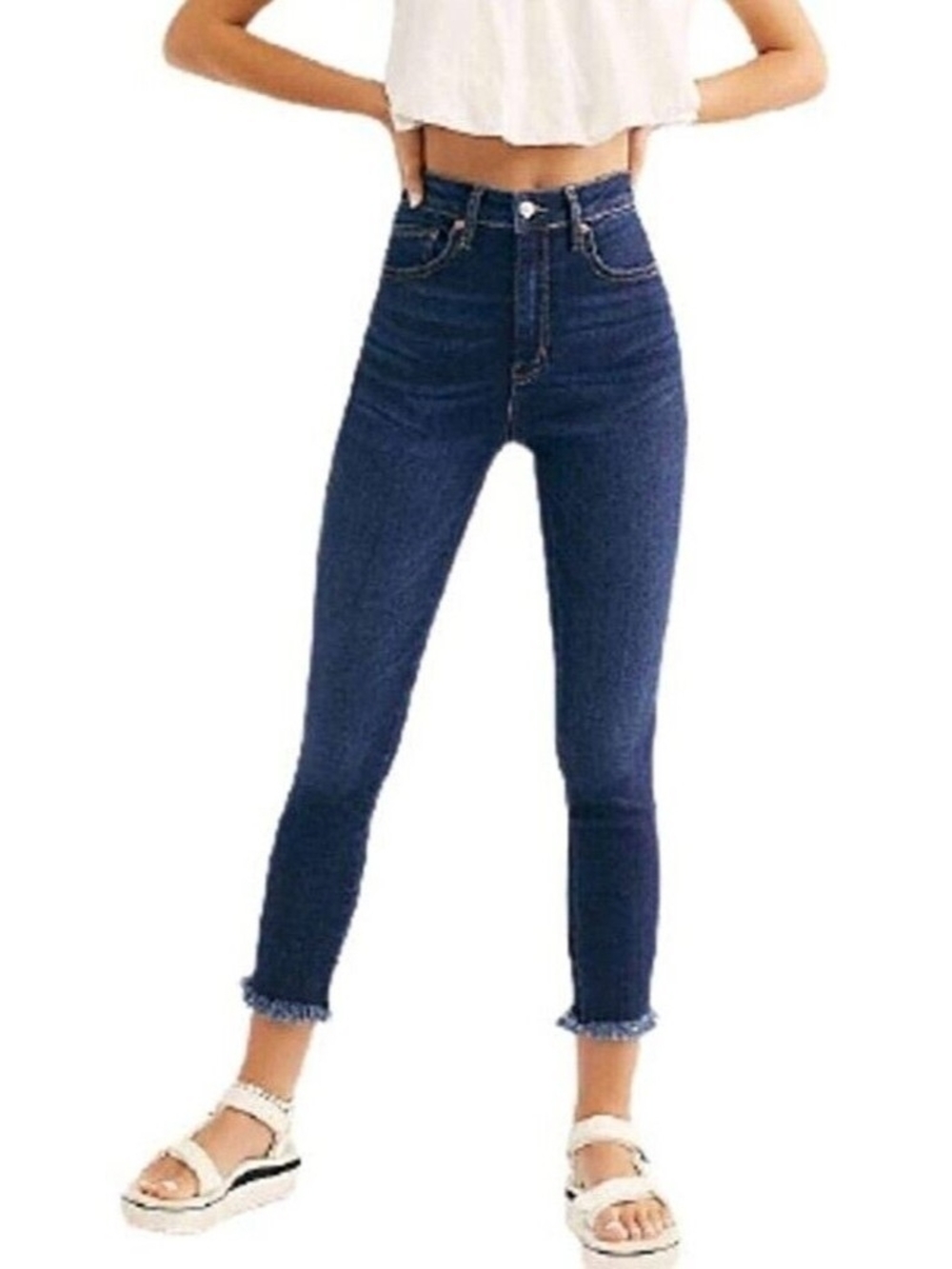 Free People We The Free Raw High-Rise Women Jegging in Deep Indigo, Size 31, NWT